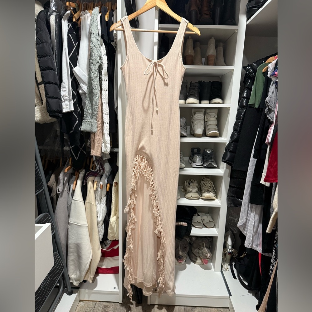 ByEgreis small Women's Sleeveless Tie-Front Maxi Dress in Light Blush